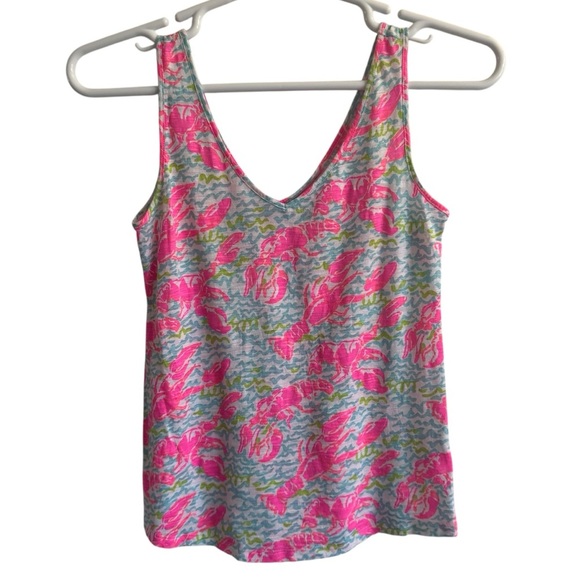 Lilly Pulitzer Gigi V-neck Tank Top In Lobstah Roll, Size XS - Picture 2 of 7